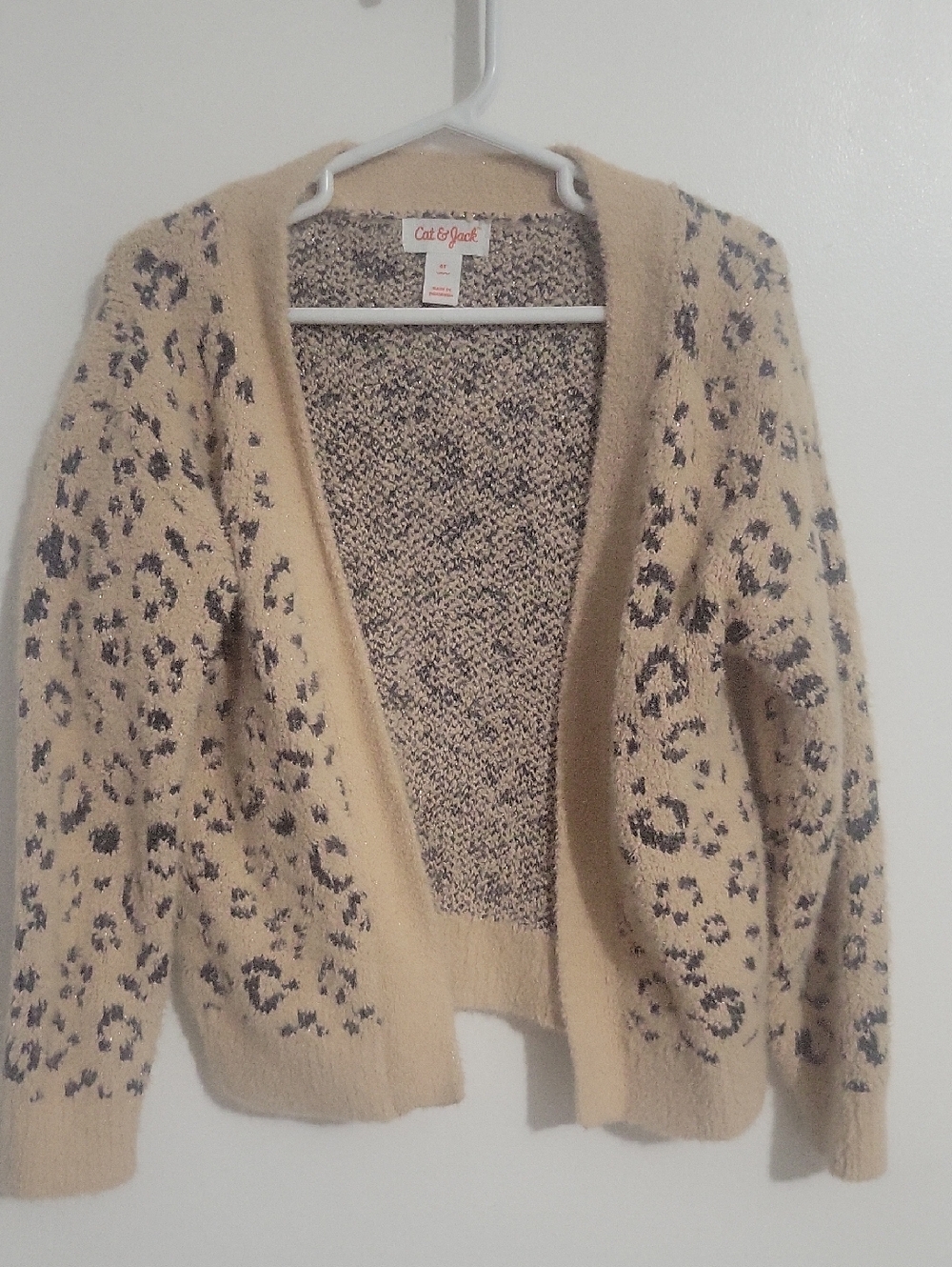 Cat & Jack Beige and Brown Leopard-Print Open Cardigan